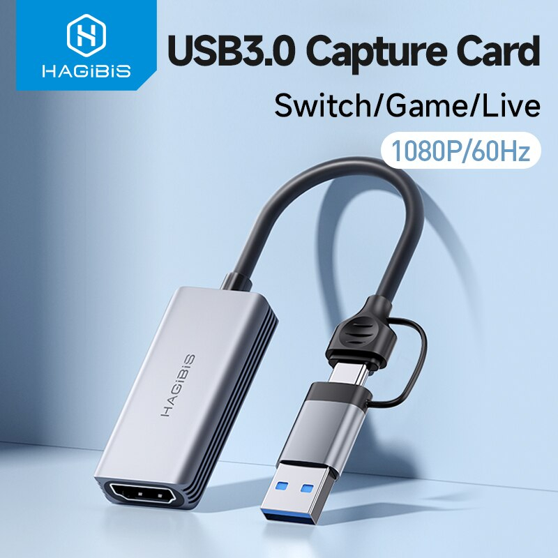 Hagibis UCH06 Type-C การ์ด HDMI USB C 1080P HD บันทึกเกมสำหรับ PS4/5สวิทช์ที่ถ่ายทอดสดออกอากาศกล้อง