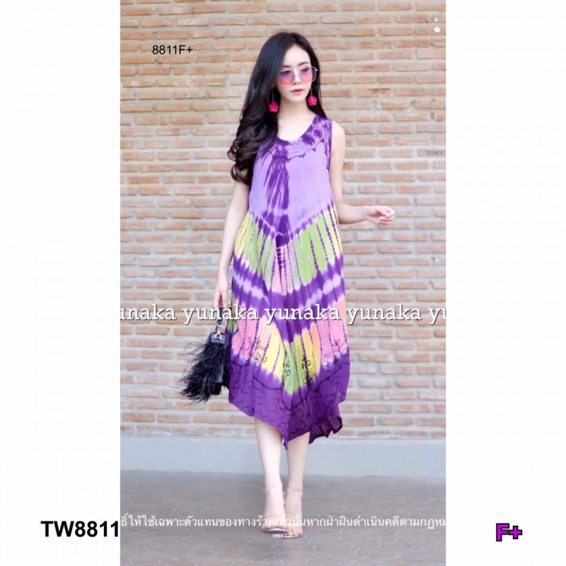 Dress เดรสแขนกุดมัดย้อม TW8811