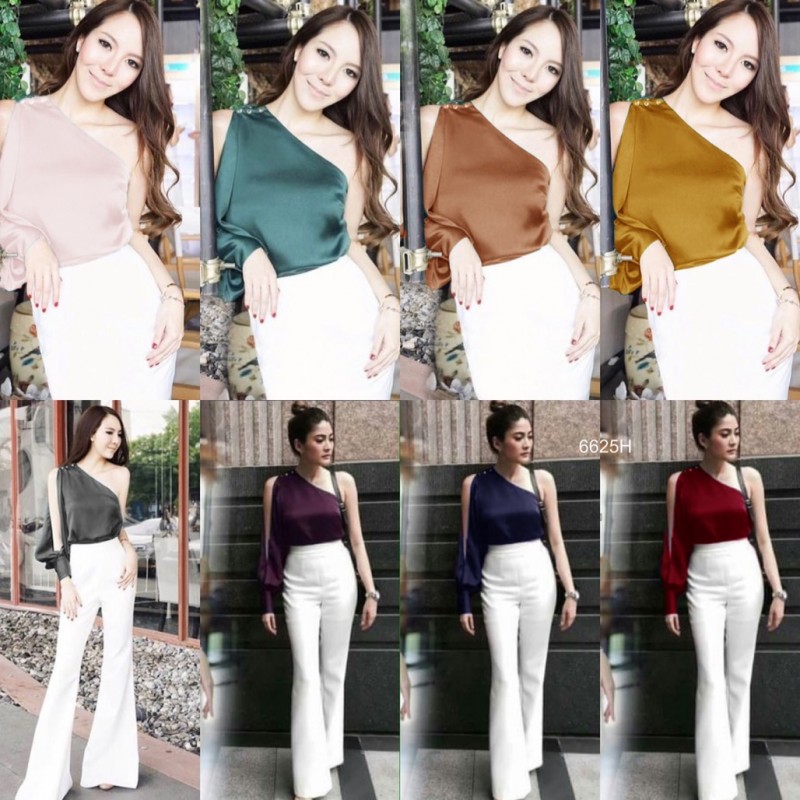 Set เสื้อไหล่เดียว + กางเกง TW6625