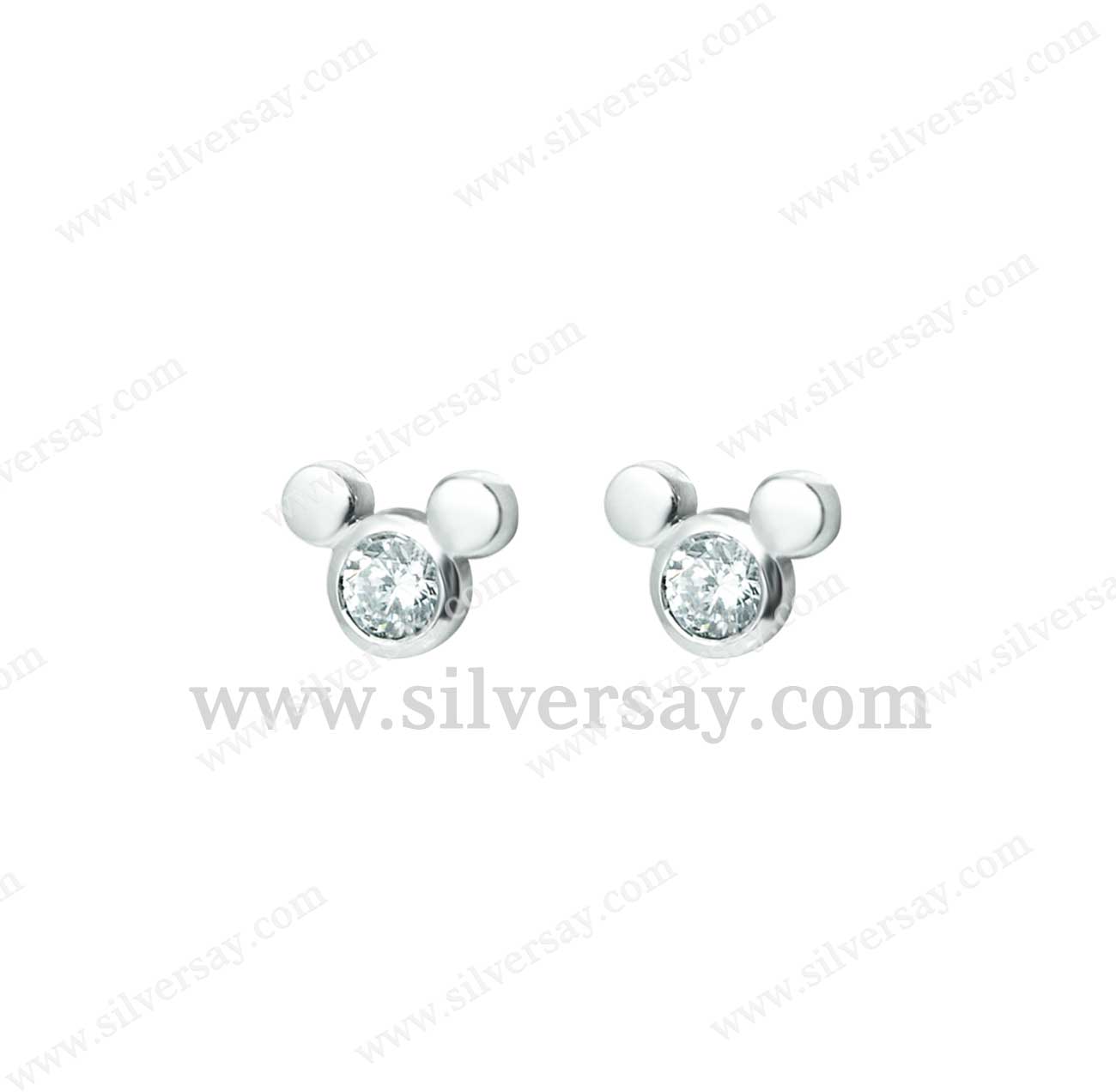 ต่างหูมิกกี้เม้าส์ Mickey Mouse ฝังเพชรสวิส/ไซส์ M