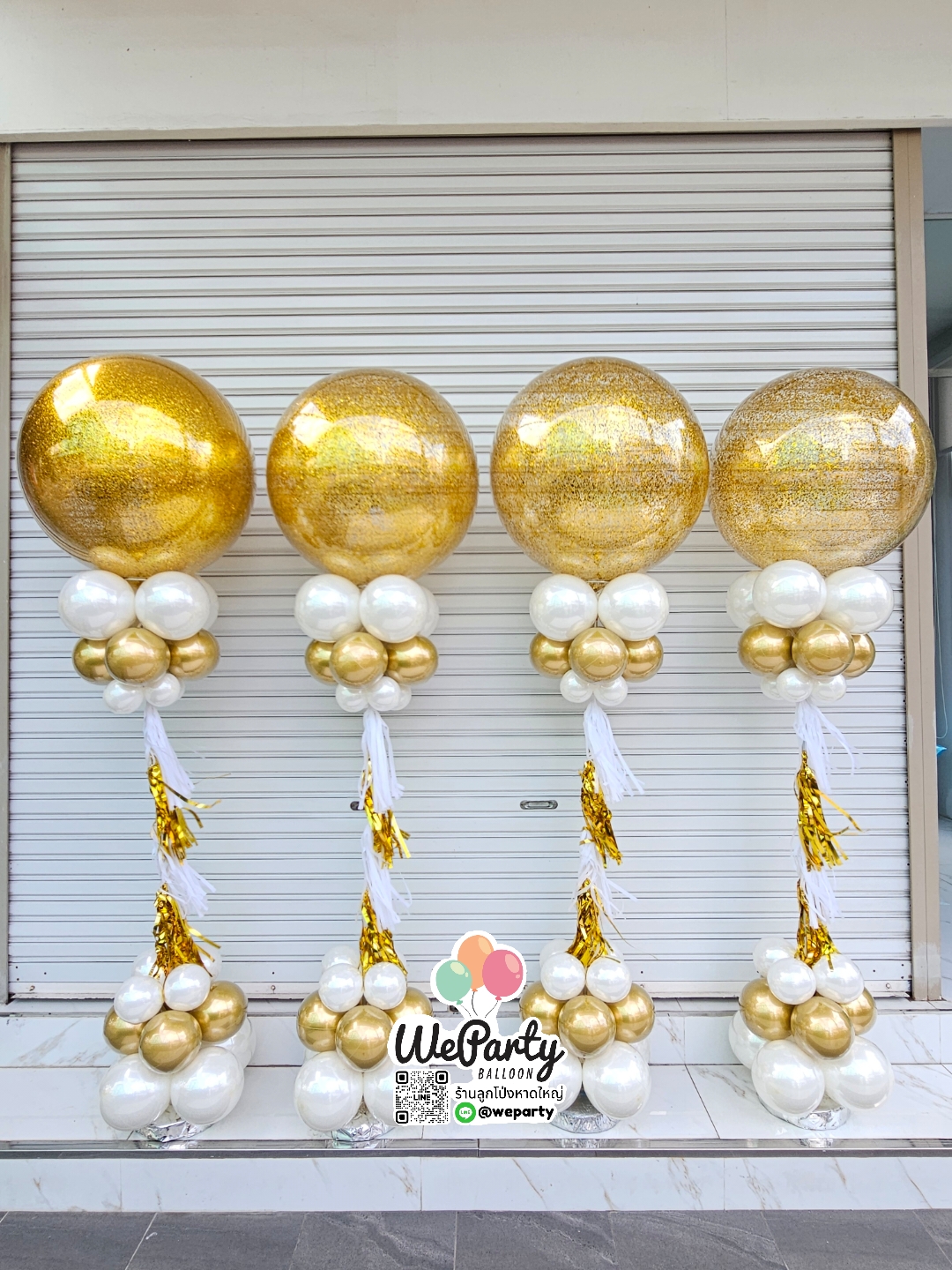 ต้นยืนเคลือบแวว 36" Balloon Standee Double Balloon Layer (4ต้น)(ลูกโป่งเคลือบแววไม่หมอง)(ติดข้อความเพิ่ม ฿150/ด้าน/ลูก)
