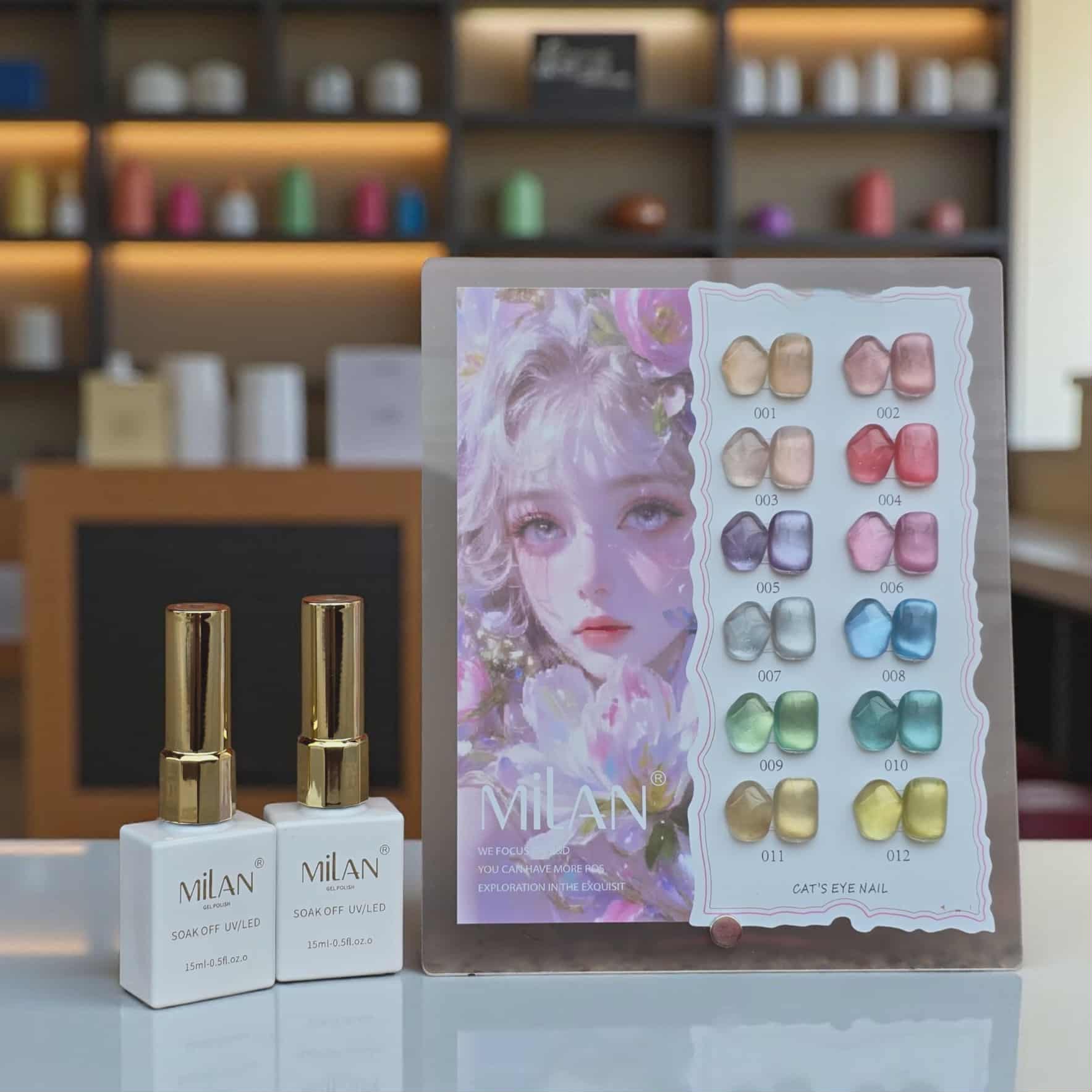 สีเจลแคทอาย MILAN Gel Cat Eye 12สี ขนาด15ml พร้อมชาร์ตสี