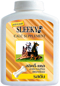 แคลเซียมสุนัข SLEEKY (สลิคกี้) บำรุงร่างกายและกระดูก รสตับ สำหรับหมาทุกพันธุ์ - ขวดกลาง 350 กรัม