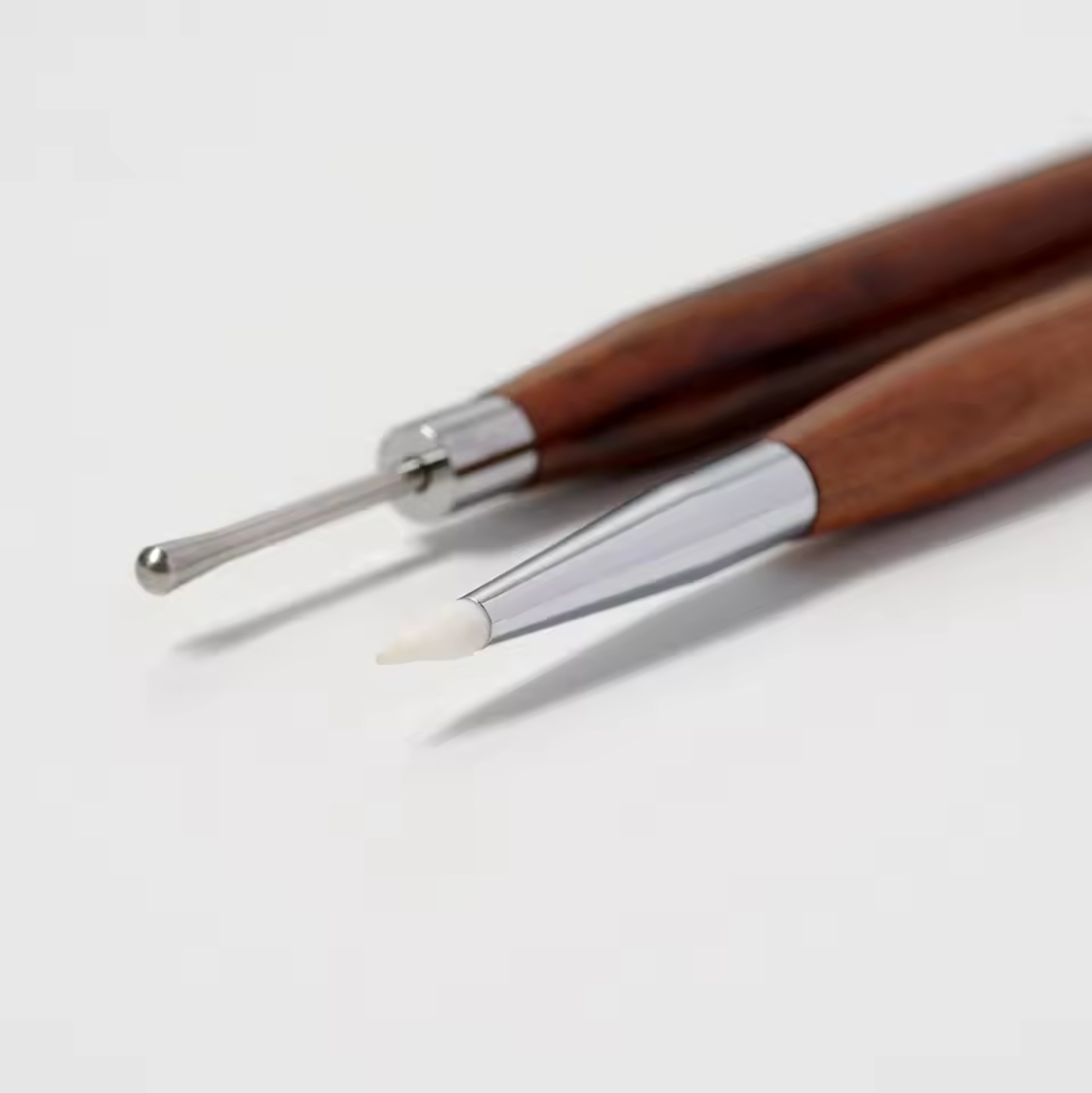 แปรงปั้นเจล3D หัวคู่ ซิลิโคน+เหล็ก พู่กันทำลายเล็บ3D 2หัว