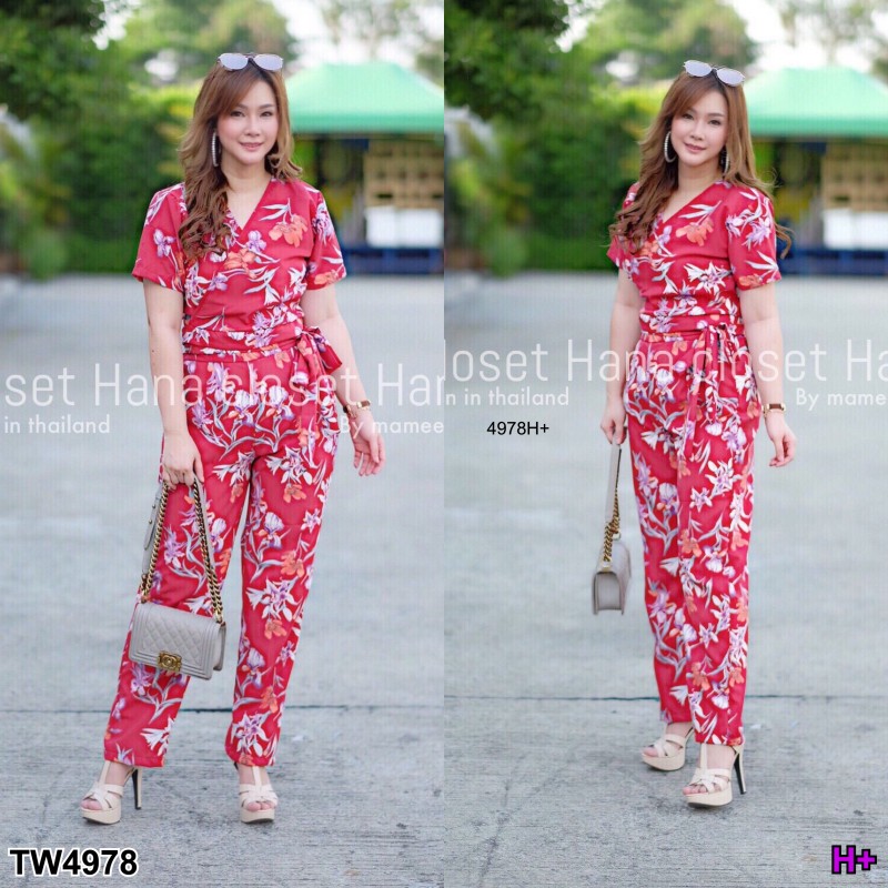 เซท #สาวอวบ เสื้อไขว้หน้า+กางเกงขายาว TW4978