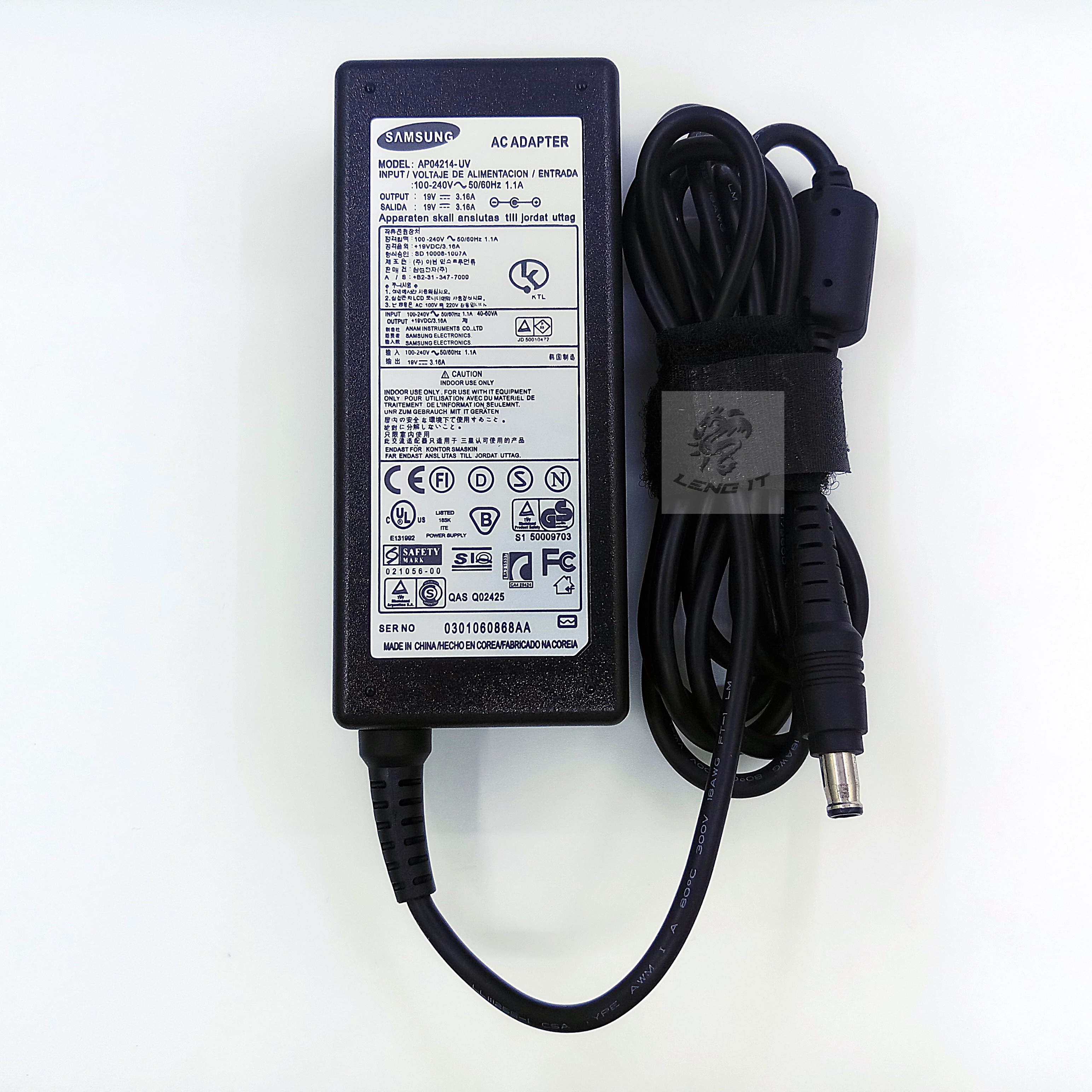 ADAPTER SAMSUNG 19V 3.16A 65W หัว5.5x3.0MM (ของเทียบ OEM)