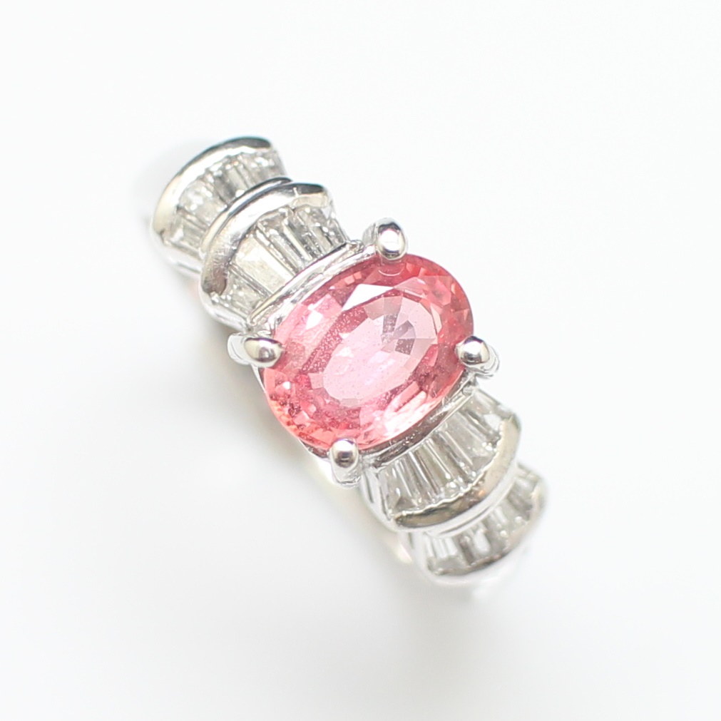 RG250317 แหวนพลอยบ่าข้างเพชร เพชรแท้ 0.40 กะรัต PT900 นน.รวม 4 กรัม ขนาดแหวน 47 มีใบเซอร์ EMIL