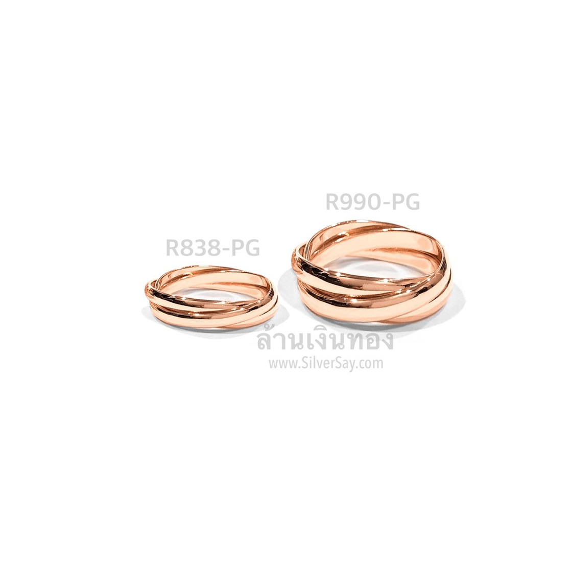 แหวนทรีนิตี้ Trinity สามวงคล้องกัน/3.5 มม./สีทองชมพูโรสโกลด์/ผู้ชาย