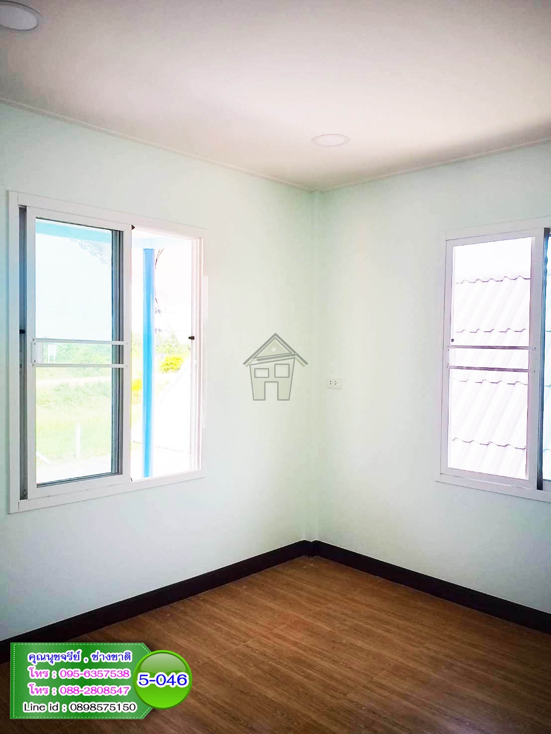 5-046 - บ้านน็อคดาวน์สองชั้นสีฟ้า - หลังใหญ่ - ทรงจั่วมุกซ้อน