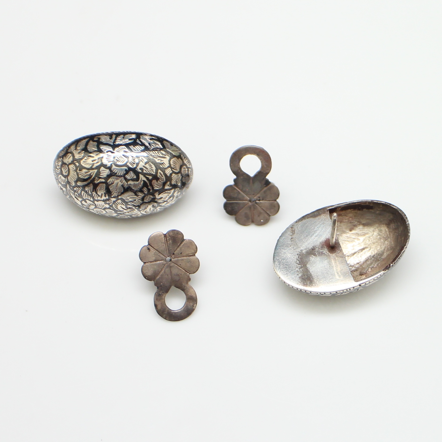 SI474 ต่างหูถมเงินทองปลิง เงินแท้ 92.5% นน. 14.4 กรัม