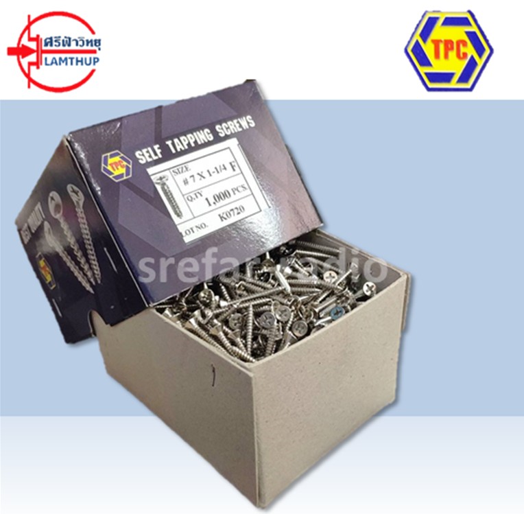 F7x1.1/4" สกรูเกลียวปล่อย TPC หัวเรียบ