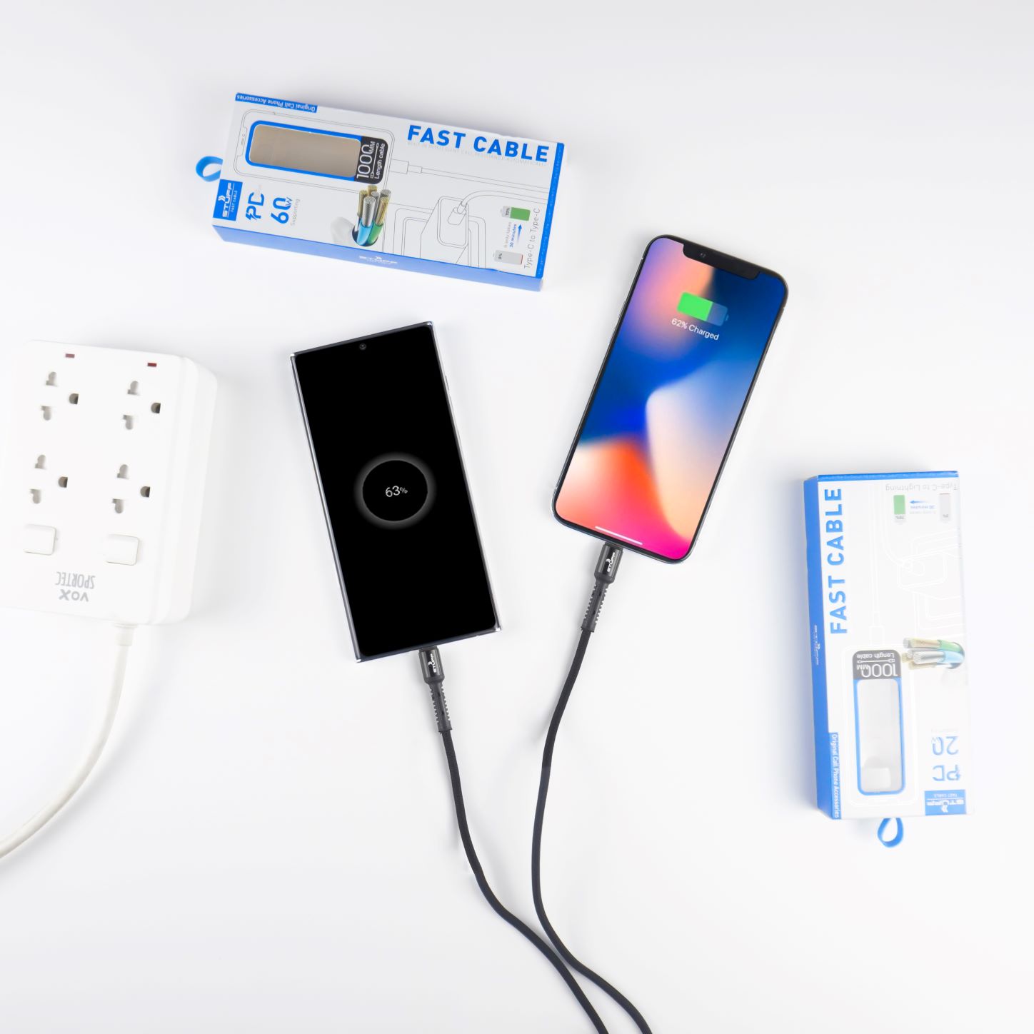 สายชาร์จ STUFF Fast Charge สูงสุด60W สายยาว100cm Lightning / Type-C
