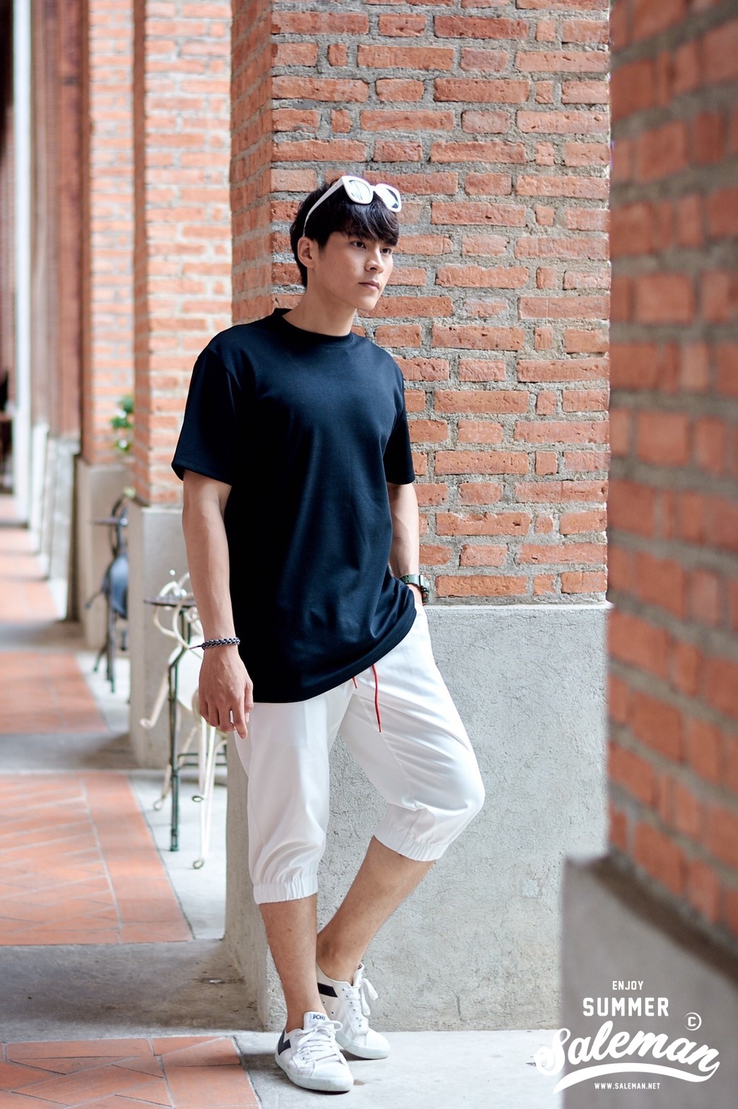 กางเกงขาสามส่วนCOTTON รหัสSS 322 RB สีขาว