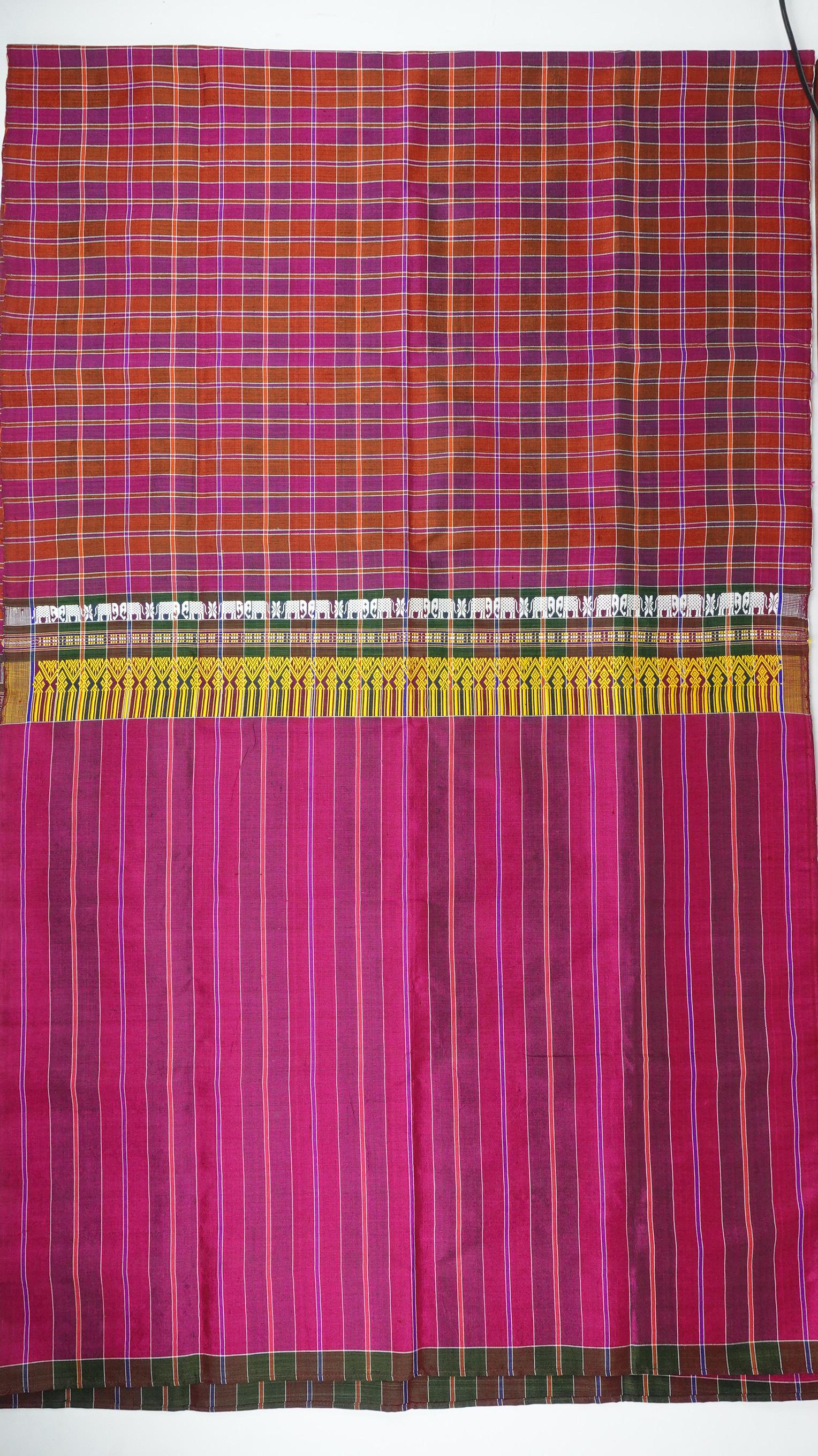 ผ้าขาวม้า ผ้าไหม ไหมแท้ ขนาด 63x200cm ขิดลายช้าง สีชมพู รหัส R4E-ME-01086811