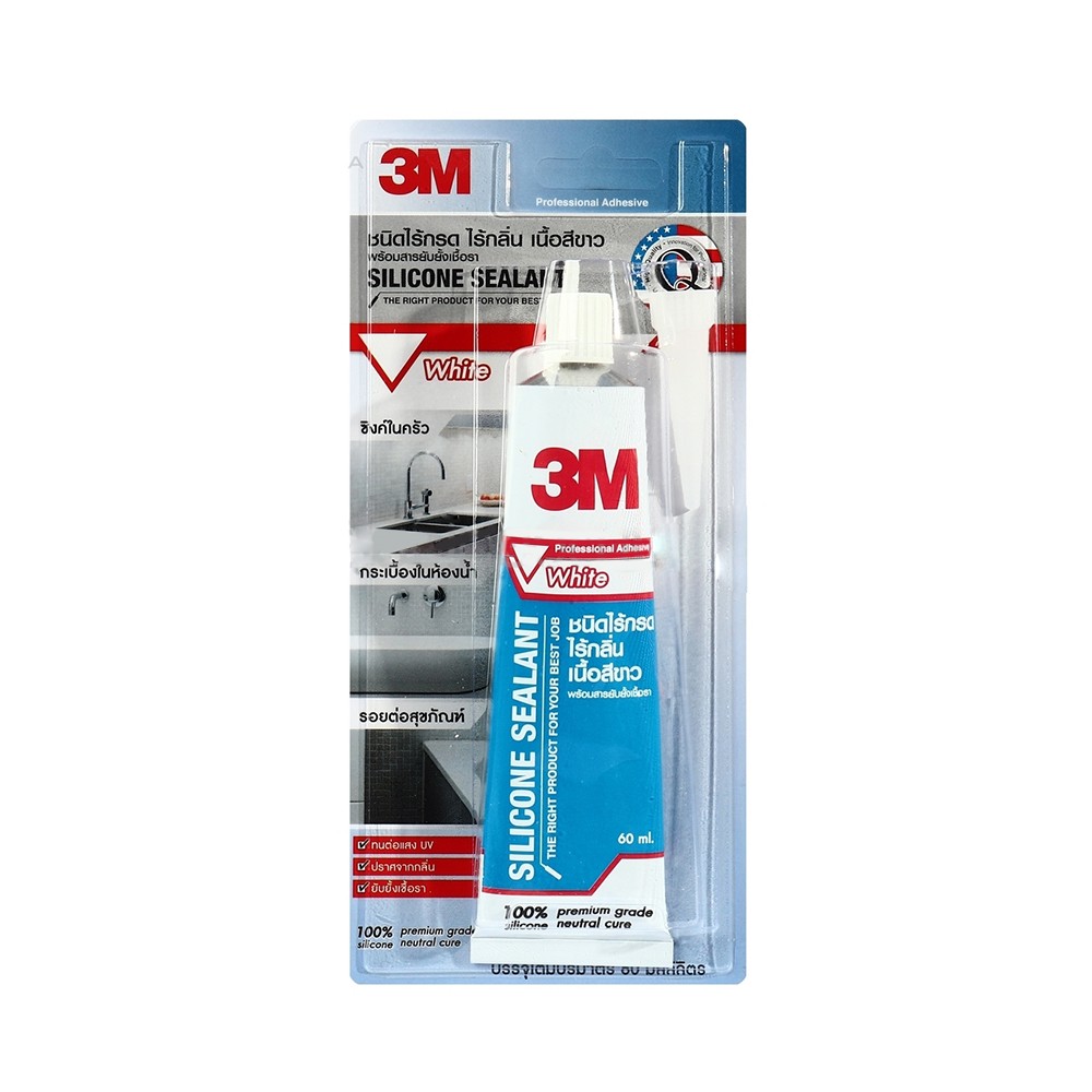 3M กาวซิลิโคน ไร้กรด-กลิ่น 60 มล. สีขาว 3เอ็ม