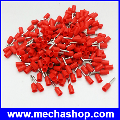 ขั้วต่อหางปลา ข้อต่อสายไฟ เฟอรูต่อสายคอนโทล PVC Insulated Bootlace Ferrules E0506 AWG22 #22 0.5sq.mm วัสดุทองแดง (จำนวน100ชิ้น)