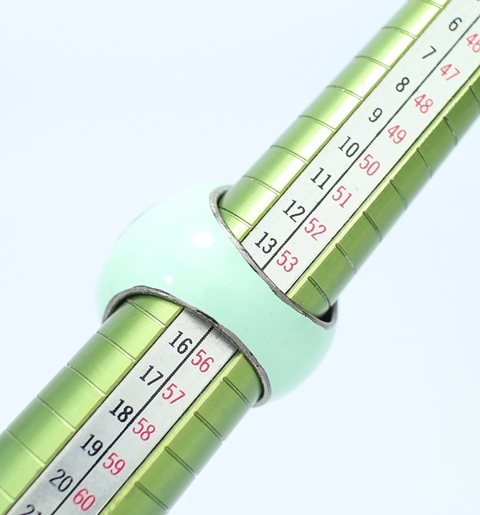 SI0095 แหวนลงยาสีเขียวพาสเทล เงินแท้ นน. 14.8 กรัม Size 55