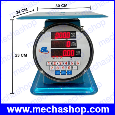 เครื่องชั่งดิจิตอล เครื่องชั่งคำนวณราคา 40kg ความละเอียด 0.01kg จานชั่งสเตนเลสขนาด 24x30cm SL รุ่น SL-136 ตัวถังสเตนเลส รูปทรงเครื่องชั่งสปริง (ผ่านการตรวจรับรอง)