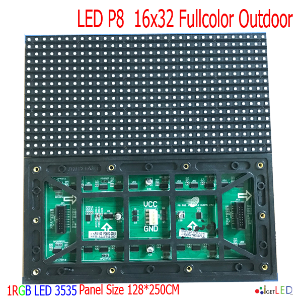 LED P8 SMD Full Color กลางแจ้ง RGB โมดูลสีเต็มจอแสดงผล LED 16x32 Pixels ขนาดแผ่น 128mmx256mm