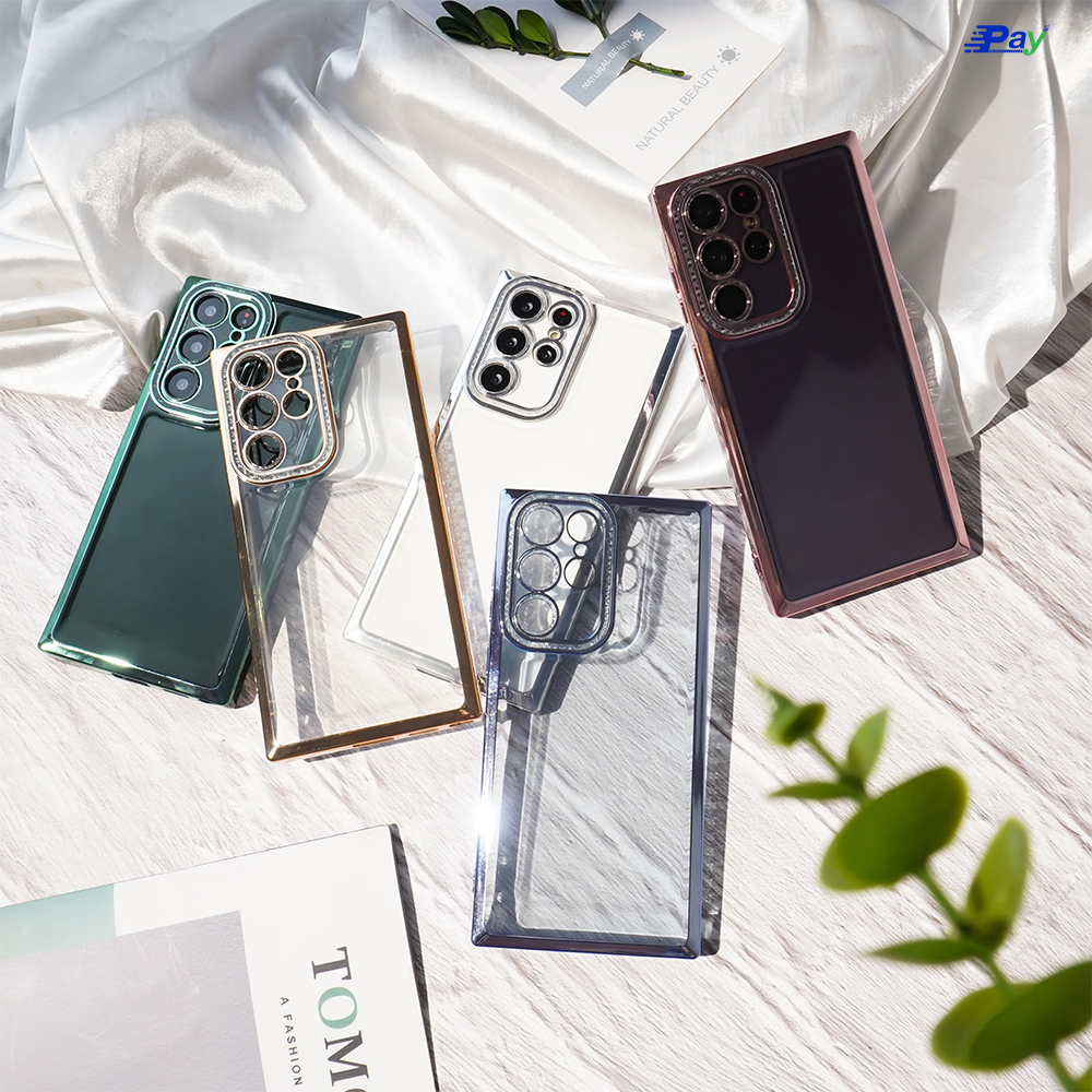 เคสโทรศัพท์ Samsung เคสใส ขอบโครเมียม กริตเตอร์ สำหรับ SS S22 Ultra/S21 FE/A53/A23/A13