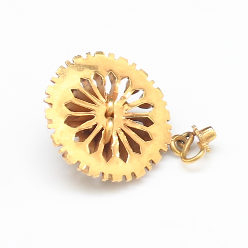 PD25154 จี้เพชรซีกกลม ทองแท้ 90% นน.รววม 6.3 กรัม