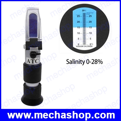 เครื่องวัดความเค็ม 0-28% Handheld Salinity Refractometer Fluid Solution Salt Concentration Meter พร้อมกล่อง