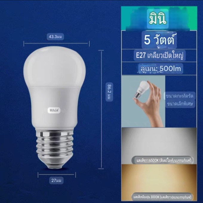Philipsซีรีส์มินิ3วัตต์ จำนวนบรรจุ 12 ดวง / ลัง