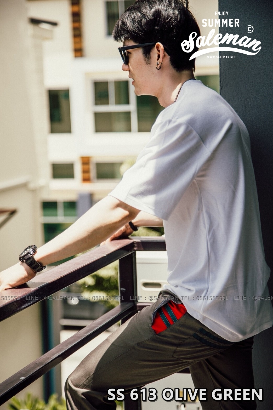 กางเกง JOGGER พรีเมี่ยม ผ้า COTTON รหัส SS 613 OLIVE GREEN