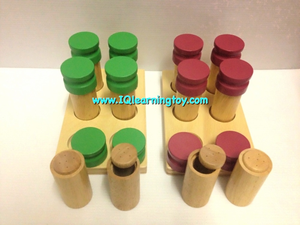 MONTESSORI Wooden SMELLING BOTTLES (Jars) with Tray - Sensorial กล่องสำรวจกลิ่น ( กล่องเทียบกลิ่น) ส่งฟรี
