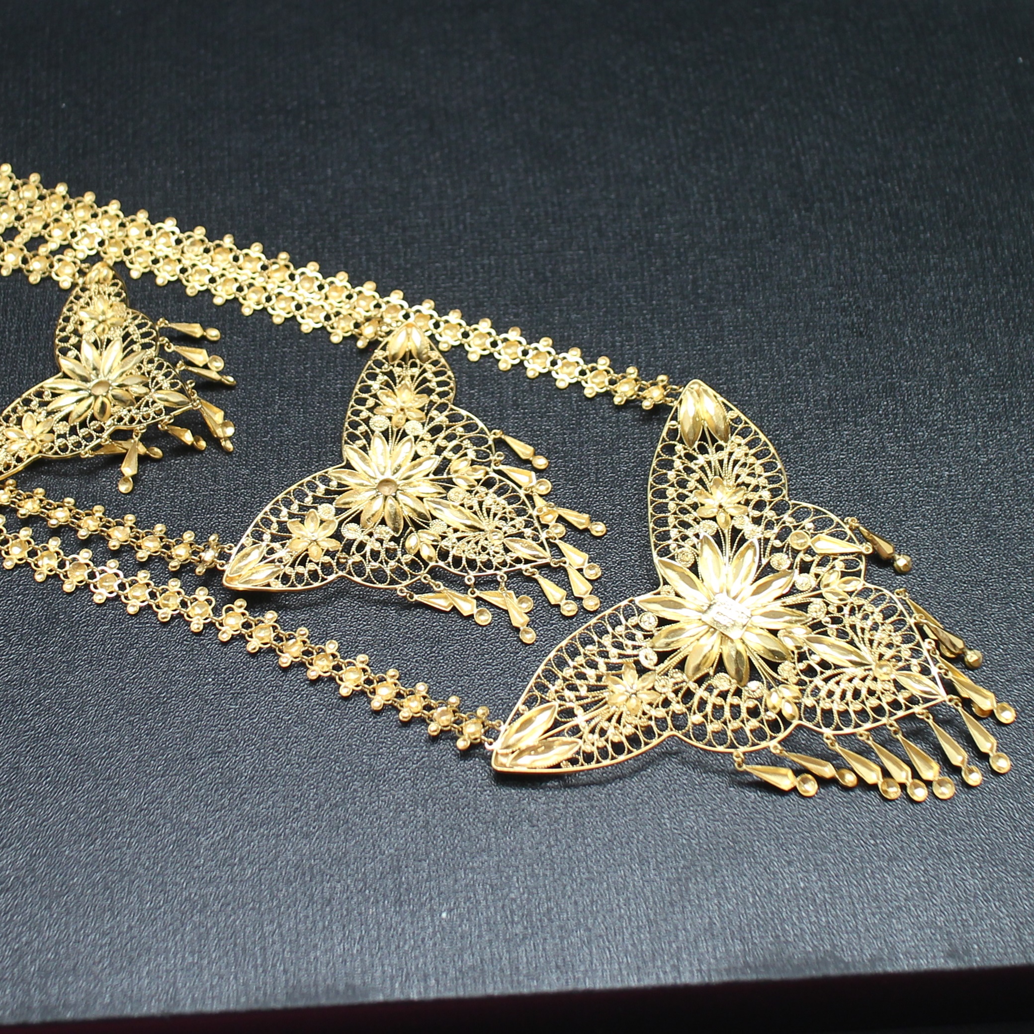 NL25052 สร้อยคอทองระย้า 3 ชั้น ทองแท้ 90% นน. 59.5 กรมั รอบคอใน 18 นิ้ว งานอลังการมาก