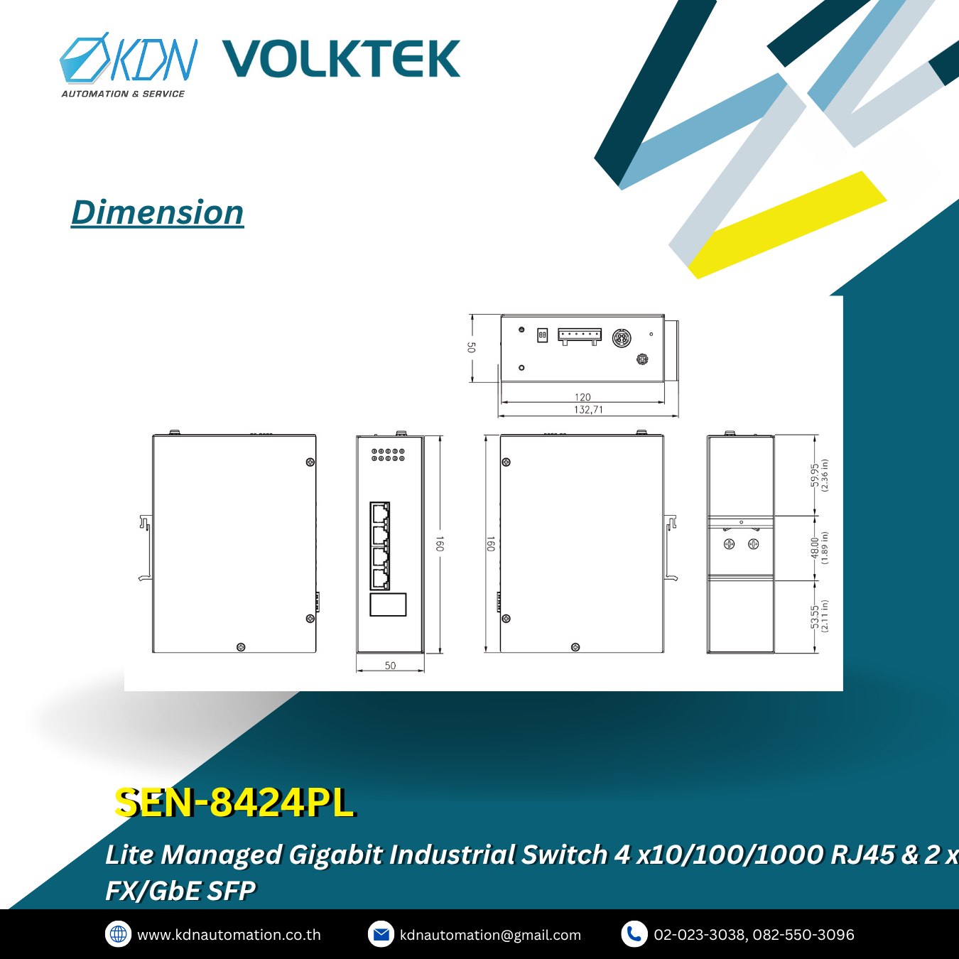 SEN-8424PL Volktek Lite Managed PoE+ Gigabit Industrial Switch 4 x10/100/1000 RJ45 & 2 x FX/GbE SFP