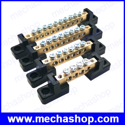 กราวด์เทอร์มินอล พร้อมฐานฉนวน Ground terminal วัสดุทองเหลือง 4P 6P 8P 10P XO-0812 8x12 sq.mm