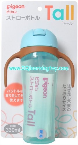 ถ้วยหัดดื่ม พีเจ้นท์ ทรงสูง Pigeon Straw Bottle Tall สีฟ้า ขนาดบรรจุ 330 ml. จัดส่งฟรี