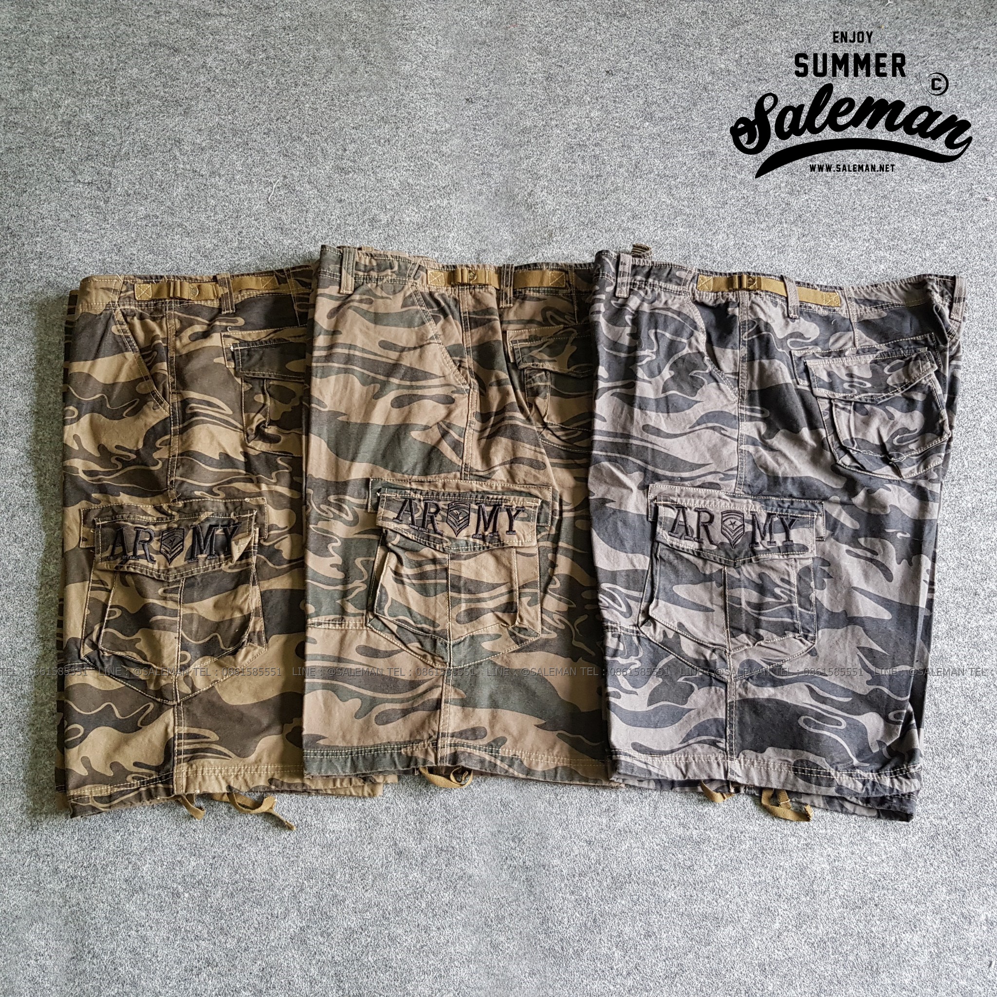 กางเกงขาสั้น รุ่น camo shorts สีลายพรางเทา