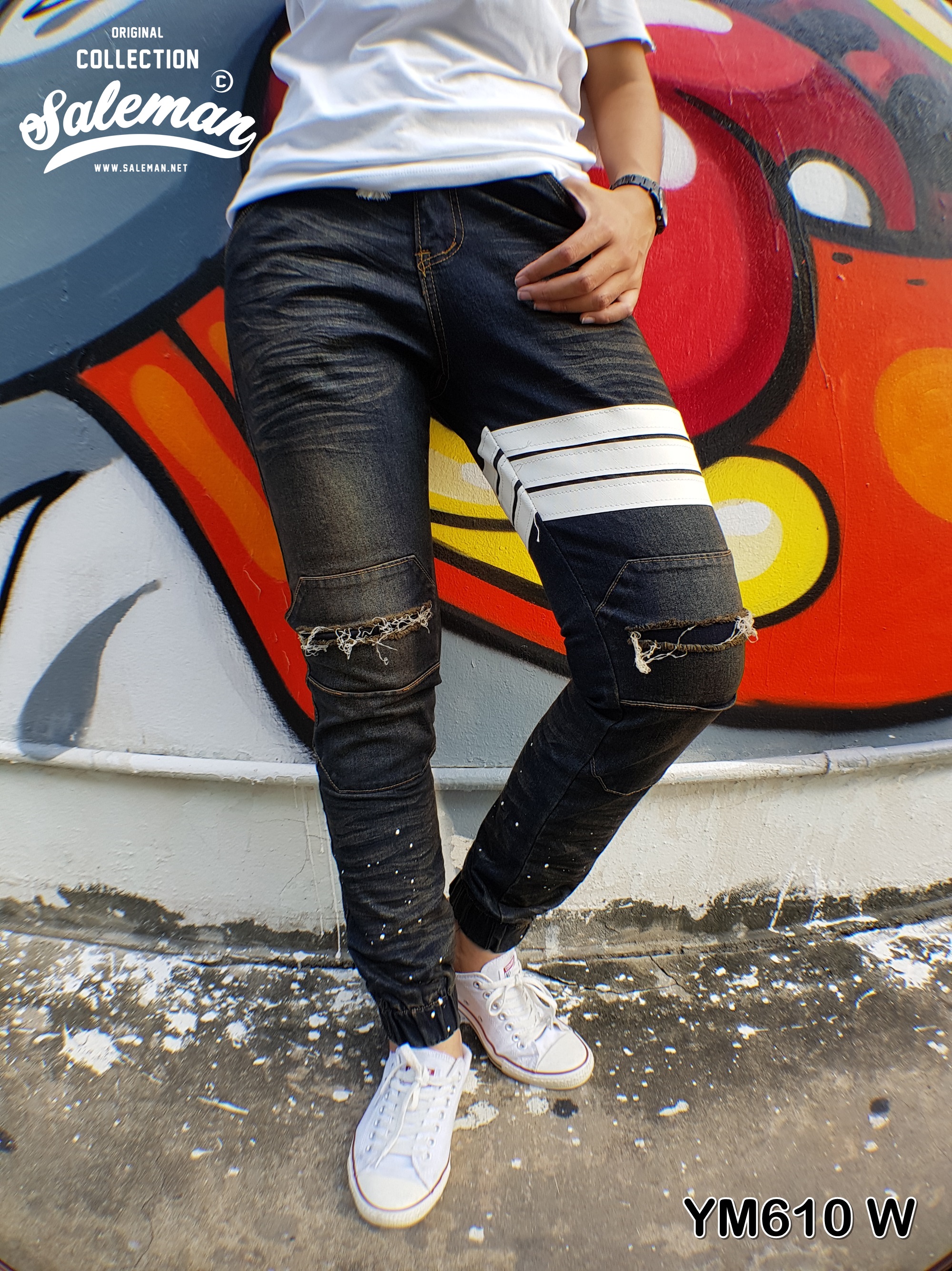 STRETCH JEANS JOGGER PANTS | ขาจั๊มยีนส์ยืด YM610 W