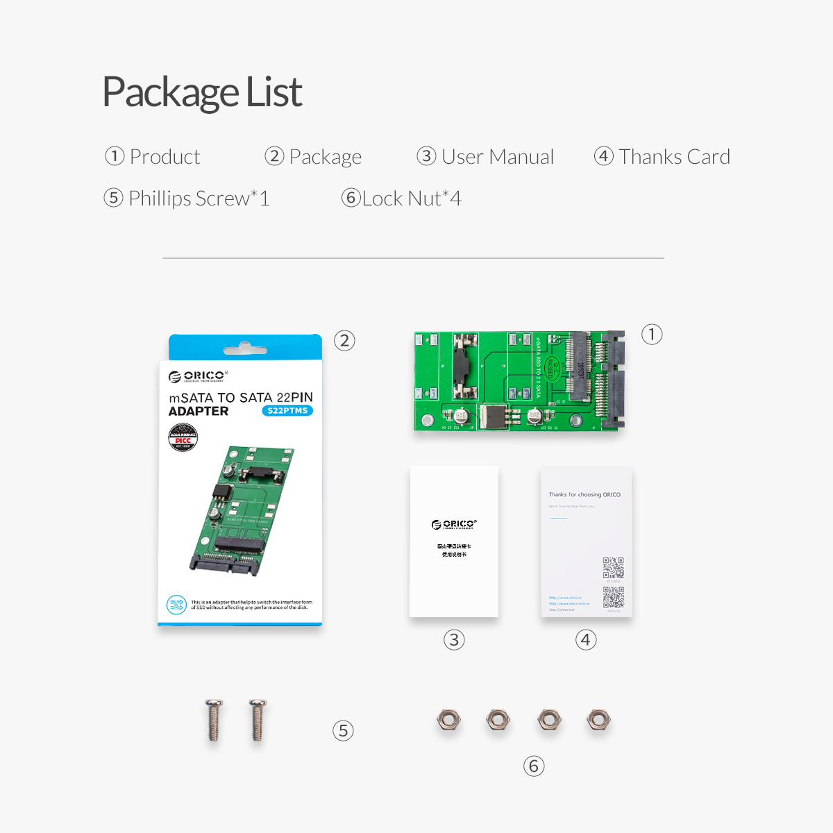 ORICO M.2 SATA NGFF TO mSATA S22PTMS-GR-BP
