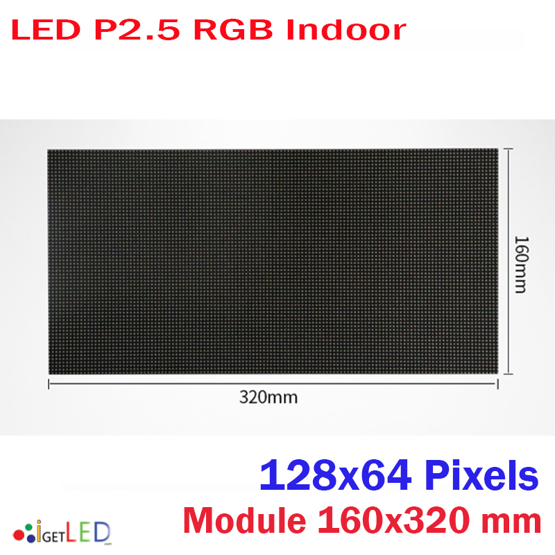 LED P2.5 RGB Full Color โมดูลสีเต็ม จอแสดงผล LED 128x64 Pixel จอแสดงผล P2.5 แผ่นขนาด 160x320mm ความละเอียดสูง