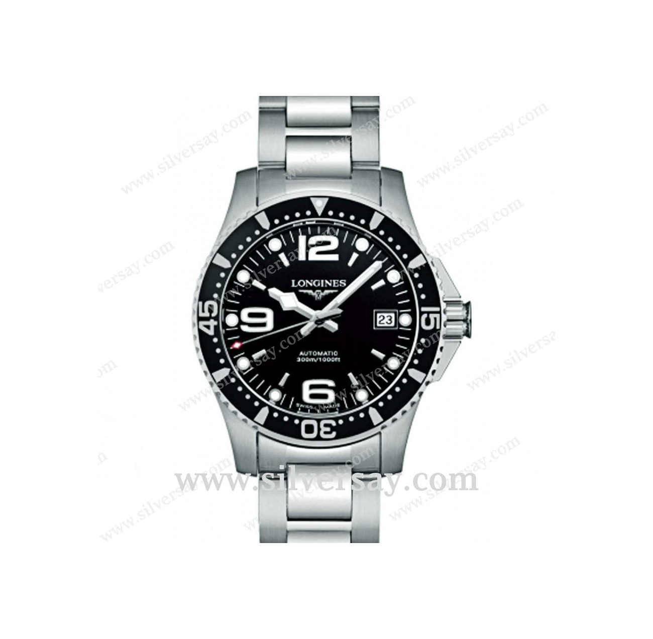 สลักข้อความ "CSG Solution" และ "10 years of services" บนนาฬิกา LONGINES