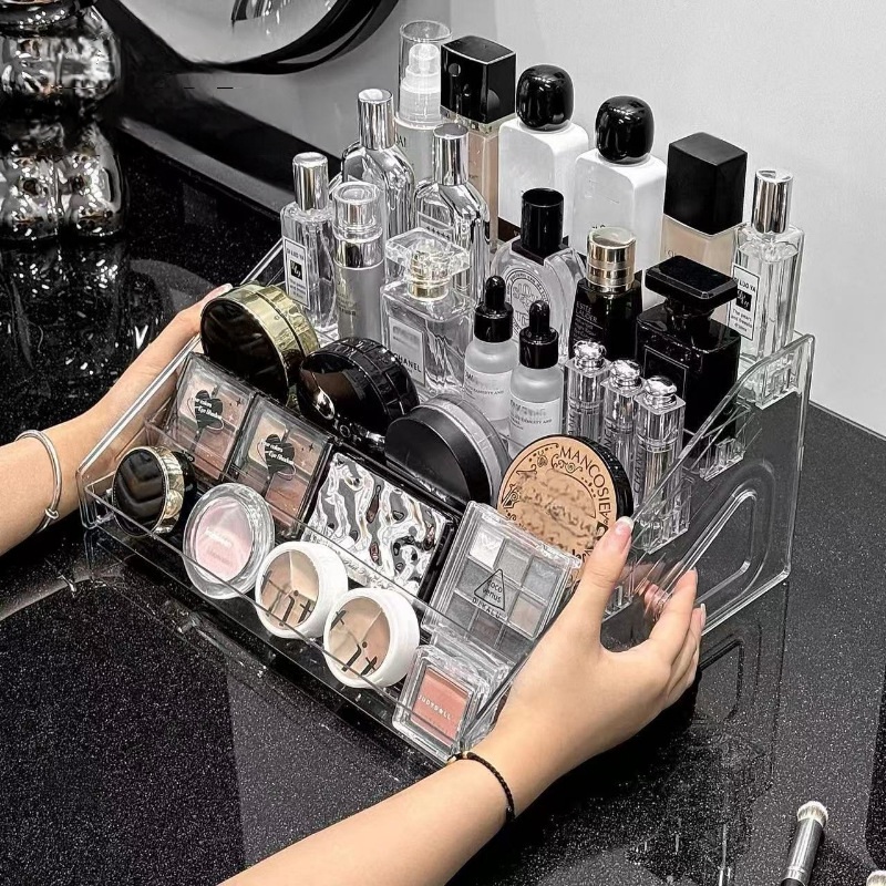 ชั้นอะคริลิกวางสีทาเล็บ ชั้นวางลิปสติก น้ำหอม ยาทาเล็บ ชั้นวางเครื่องสำอางใส ใส่ของอเนกประสงค์ แบบขั้นบันได