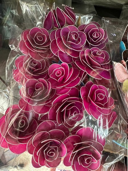 ดอกกุหลาบผ้าไหม เข็มกลัดผ้าไหม เส้นผ่าศูนย์กลาง ขนาด 7ซม. สีชมพูบานเย็น GF-A146