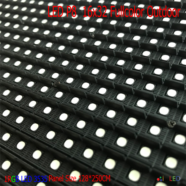 LED P8 SMD Full Color กลางแจ้ง RGB โมดูลสีเต็มจอแสดงผล LED 16x32 Pixels ขนาดแผ่น 128mmx256mm