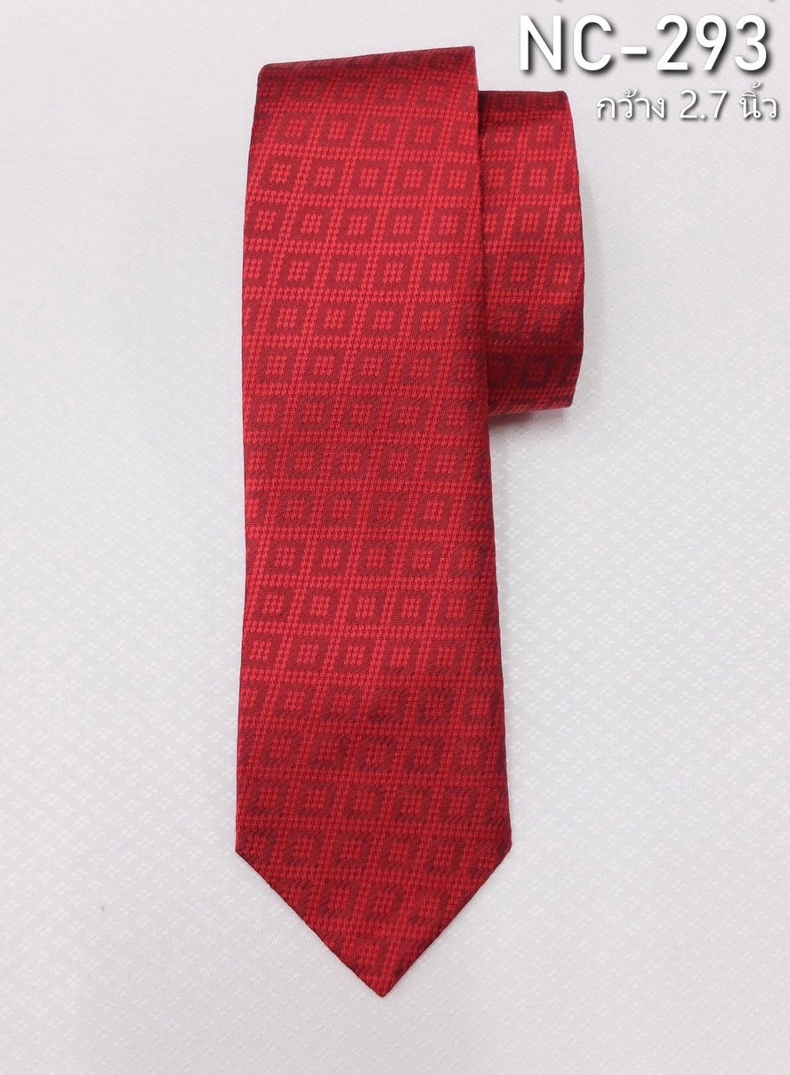 เนคไทผ้าไหมยกดอก ขนาดกว้าง 2.7นิ้ว สีแดง รหัส NC-ST-NC-293