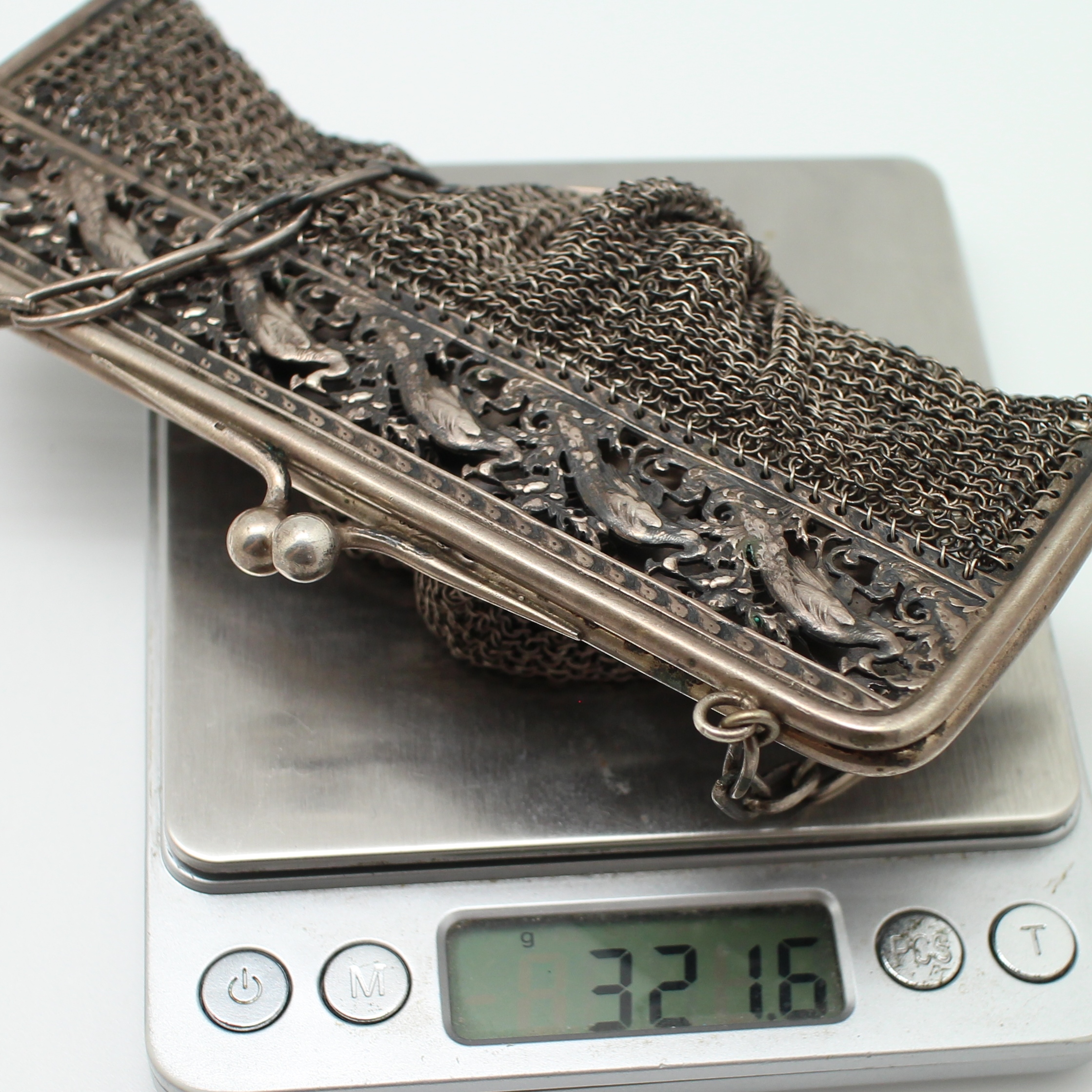 SI276 กระเป๋าเงินถักขอบนกยูง เงินแท้ 92.5% นน. 326.6 กรัม