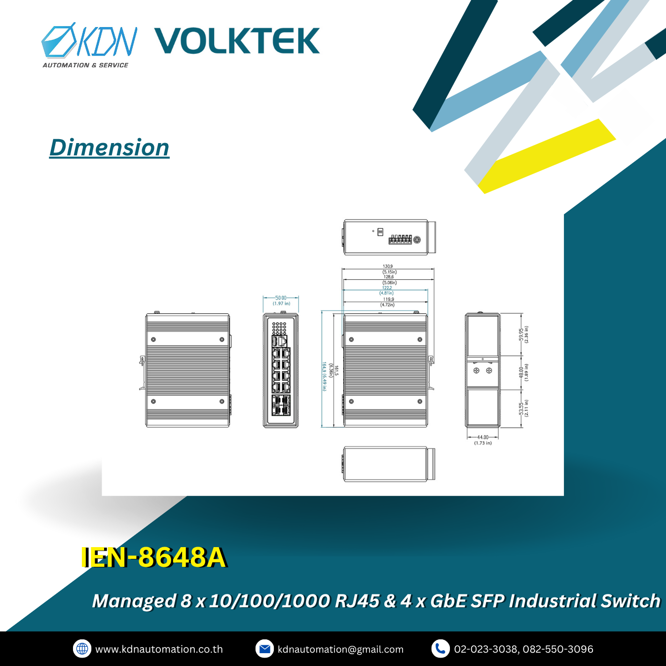 IEN-8648A Volktek Managed 8 x 10/100/1000 RJ45 & 4 x GbE SFP Industrial Switch