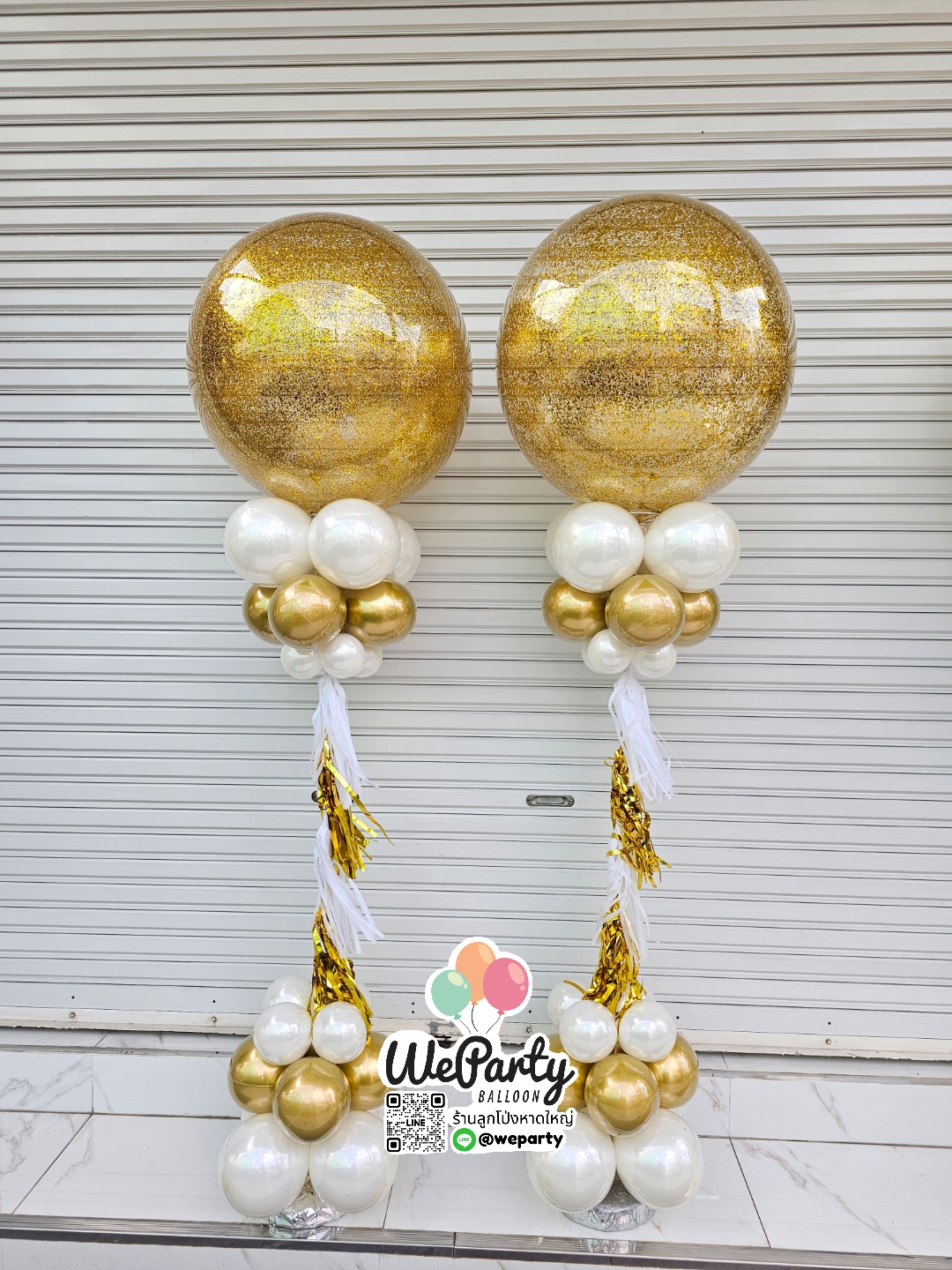 ต้นยืนเคลือบแวว 36" Balloon Standee Double Balloon Layer (2ต้น)(ลูกโป่งเคลือบแววไม่หมอง)(ติดข้อความเพิ่ม ฿150/ด้าน/ลูก)