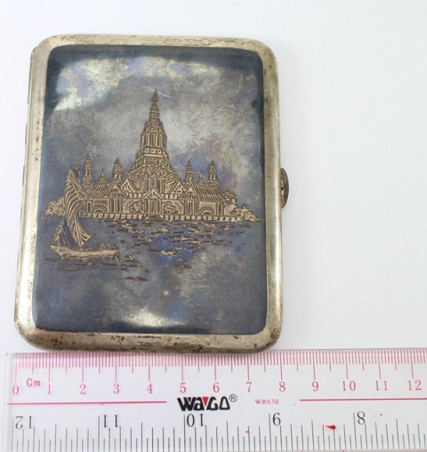 SI142 ตลับเงินอังกฤษ เงินแท้ นน. 114.4 กรัม กว้าง 7.8 cm ยาว 10 cm