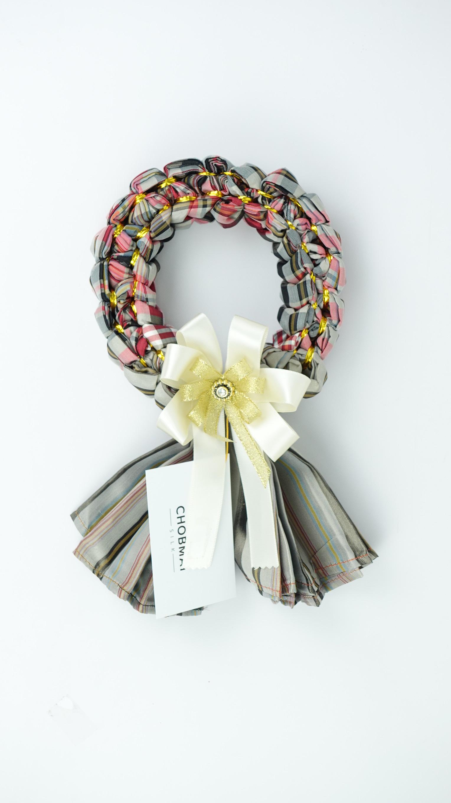 เซ็ตของขวัญ พวงมาลัย ผ้าขาวม้าไหมแท้