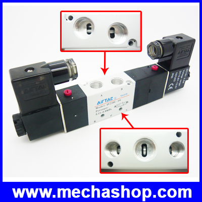 โซลินอยด์วาล์ว ปิดเปิดลม AirTAC 4V230C-08 DC 24V 3 Position 5 Way Air Solenoid Valve ยี่ห้อ AirTAC รุ่น 4V230C-08-24V (China Version)