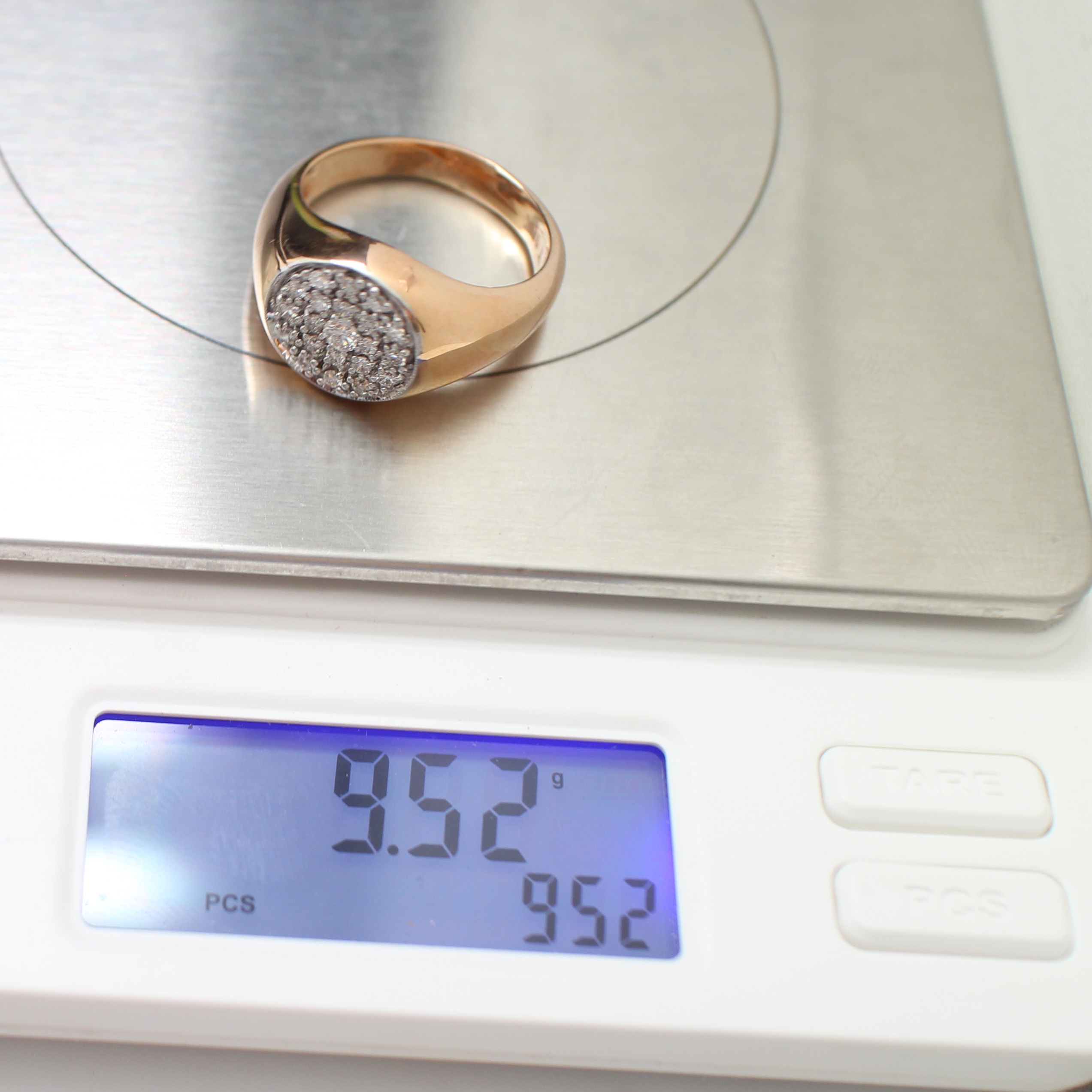 RG250594 แหวนเพชรกระจุก เพชรเม็ดกลาง 0.07 กะรัต เพชรล้อม 0.25 กะรัต Pinkgold 18k นน.รวม 5.69 กรัม ขนาดแหวน 52