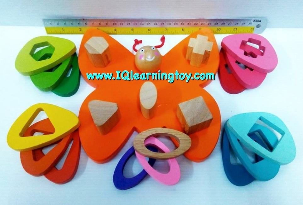 Butterfly sorting board ชุดผีเสื้อสวมหลัก เรียนรู้เรื่องรูปทรง สี และการพัฒนาการกล้ามเนื้อมือและสายตา การฝึกสมอง ฝึกสมาธิ ส่่งฟรี
